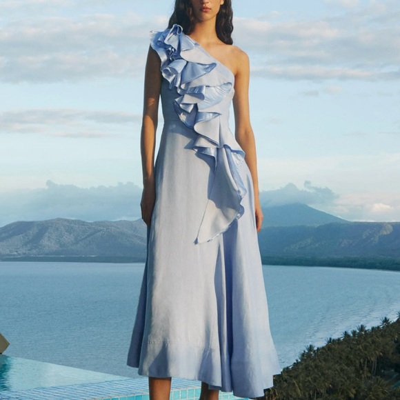 Aje | Dresses | Aje Adelia Ruffle Midi Dress | Poshmark